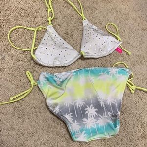 Victoria secret sequined palm tree bikini set M